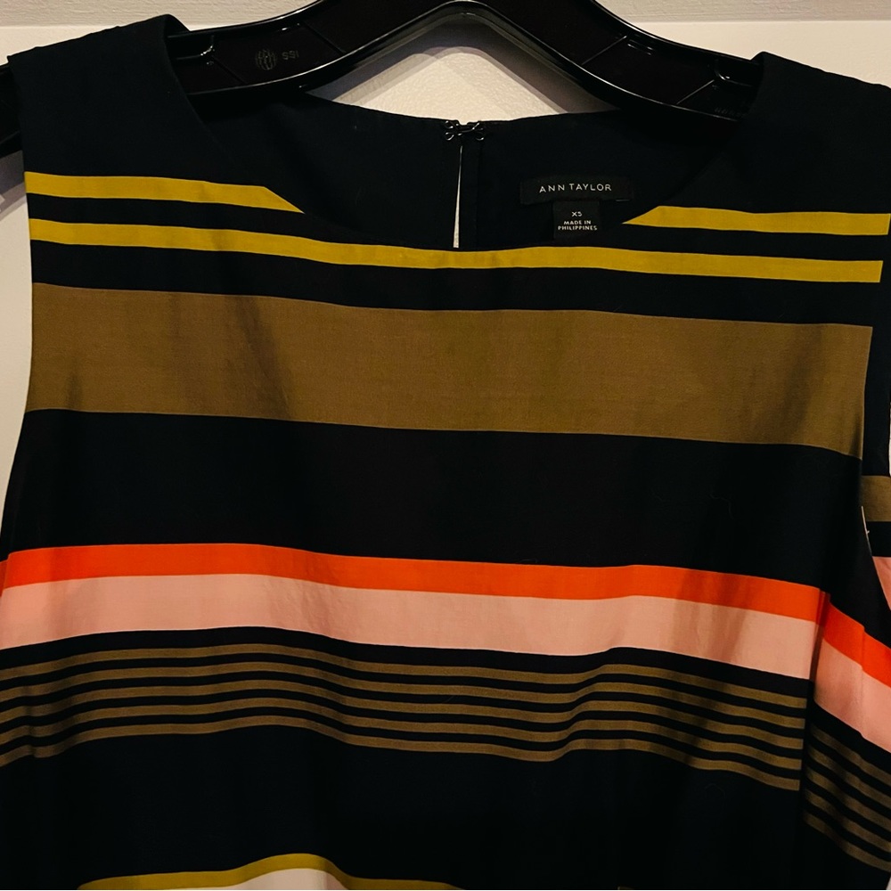 Ann Taylor dress navy blue with stripes only worn once looks adorable on